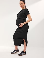Black Maternity Rib Column Skirt - Image 1 of 7