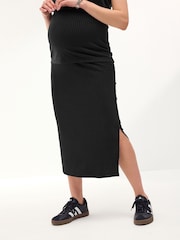 Black Maternity Rib Column Skirt - Image 2 of 7