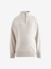 Neutrale Farbe - Sweatshirt mit Viertelreißverschluss (Umstandsmode) - Bild 6 von 8