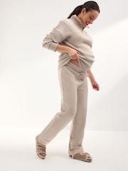 Neutral Maternity Wide Leg Joggers - Image 1 of 8
