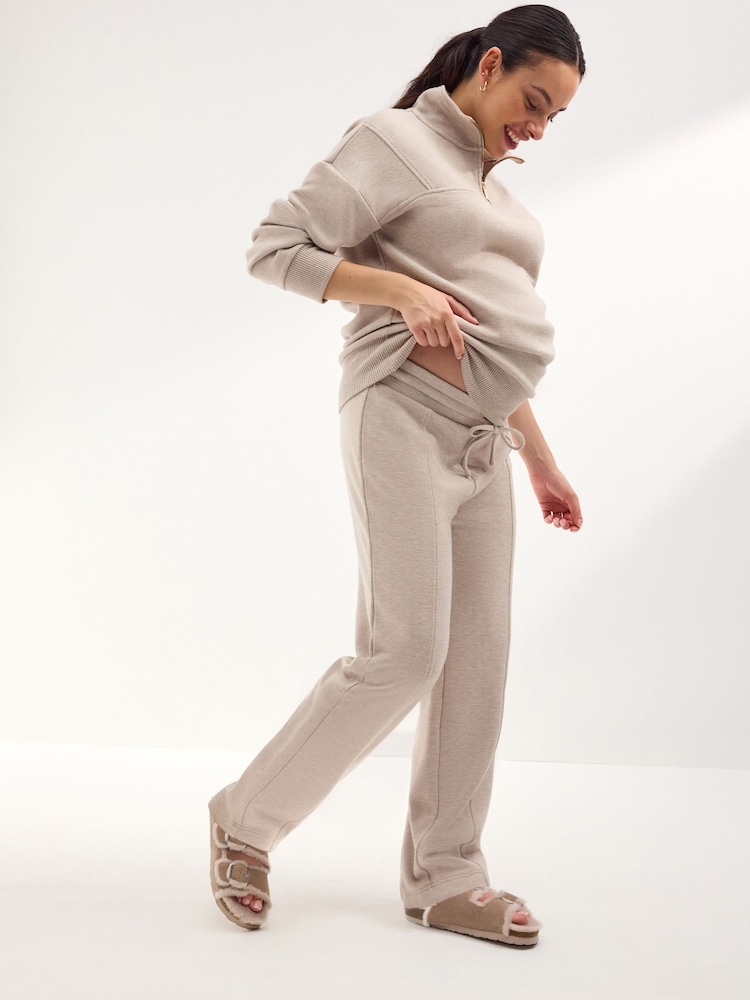 Neutral Maternity Wide Leg Joggers - Image 1 of 8