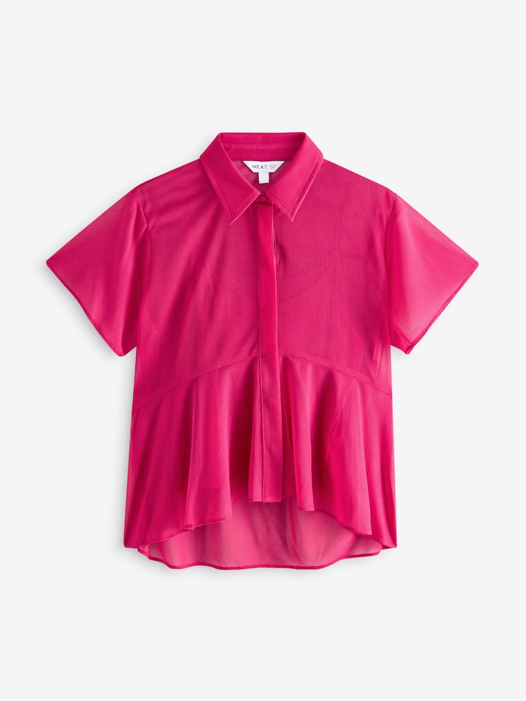 Pink Dip Back Hem Blouse - Image 1 of 1