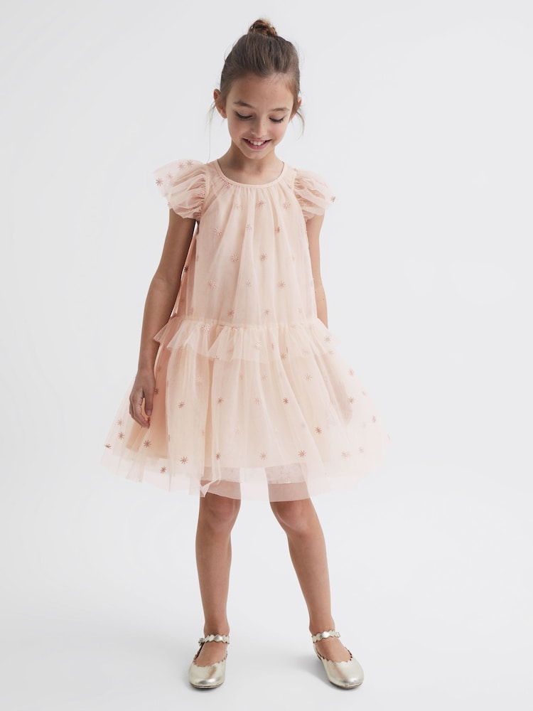 Reiss Pale Pink Fifi 4-9 yrs Tulle Embroidered Dress - Image 1 of 6 Reiss Pale Pink Fifi 4-9 yrs Tulle Embroidered Dress - Image 1 of 6