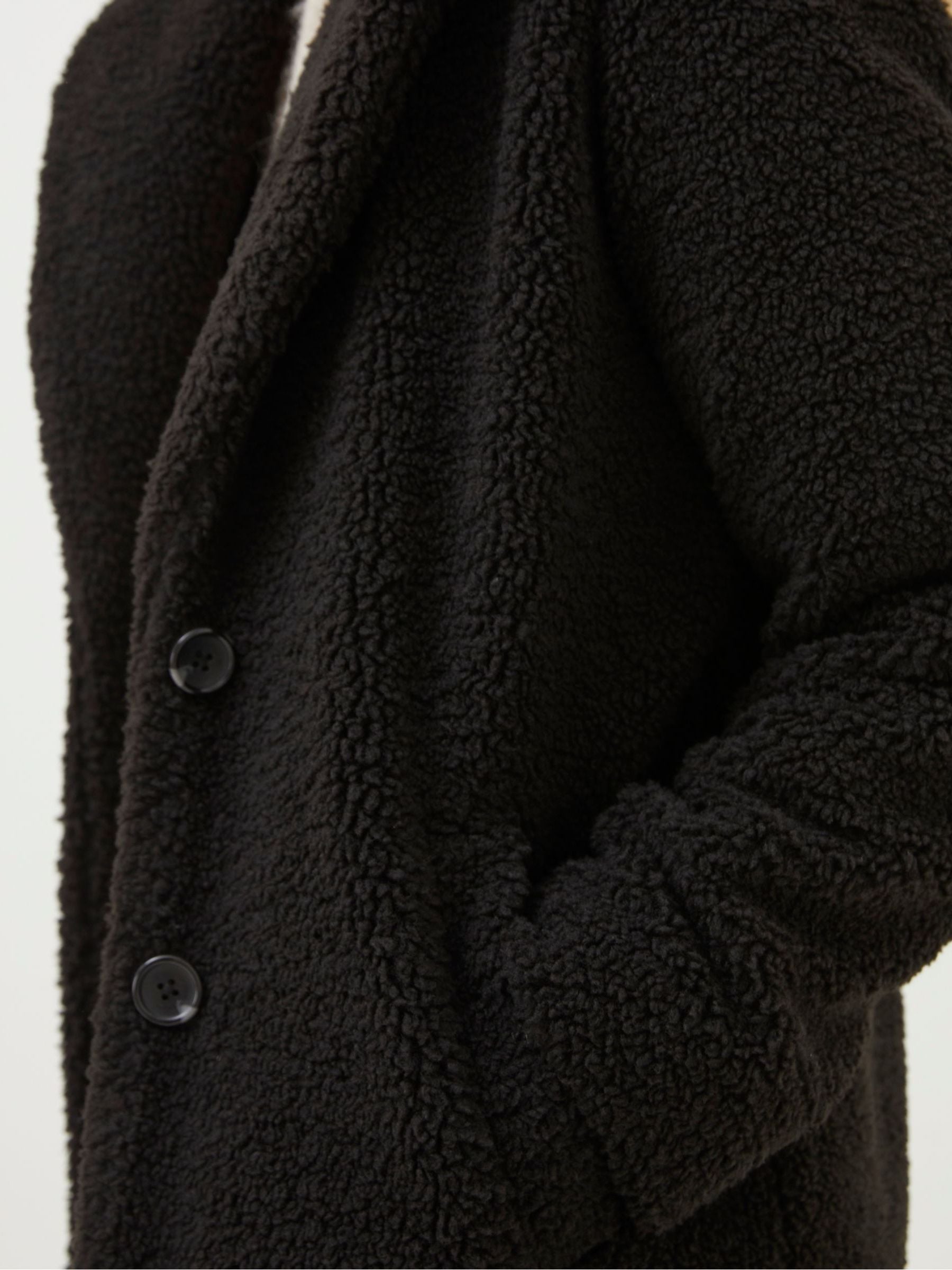 Buy FatFace Black Mylah Teddy Longline Coat from Next Luxembourg