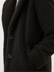 FatFace Black Mylah Teddy Longline Coat - Image 4 of 4