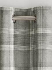 Grey Cosy Check Eyelet Blackout/Thermal Curtains - Image 5 of 7