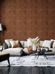 Hoopla Walls Walnut Chevron Slat Wallpaper - Image 1 of 2