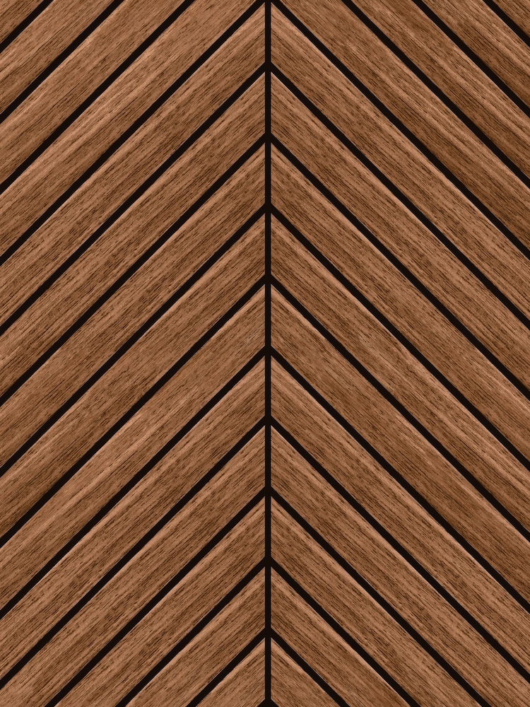 Hoopla Walls Walnut Chevron Slat Wallpaper - Image 2 of 2 Hoopla Walls Walnut Chevron Slat Wallpaper - Image 2 of 2