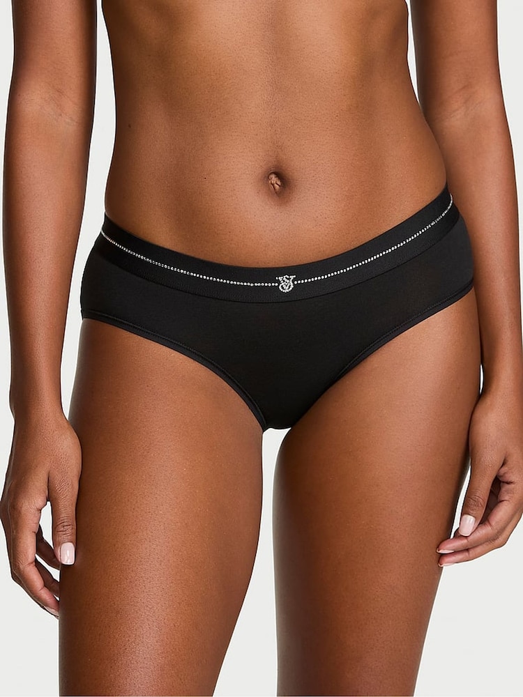 Victoria's Secret Black Hipster Shine Logo Knickers - Image 1 of 2