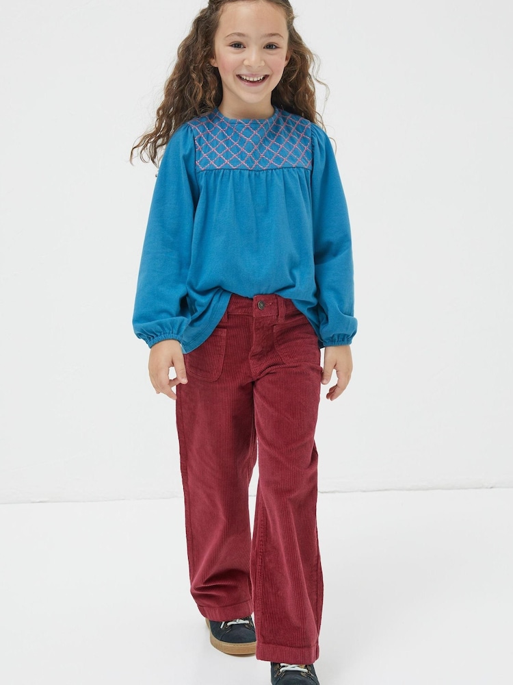 FatFace Pink Willow Wide Leg Cord Trousers - Image 1 of 4