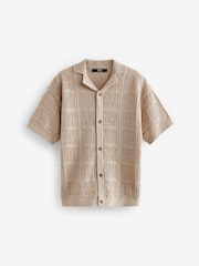 Neutral Short Sleeve Textured Knit Shirt (3-16yrs) - Image 4 of 6