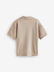 Neutral Short Sleeve Textured Knit Shirt (3-16yrs) - Image 5 of 6