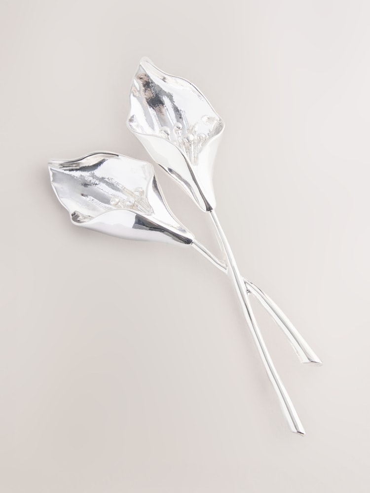 Silver Tone Flower Stem Brooch - Image 1 of 3