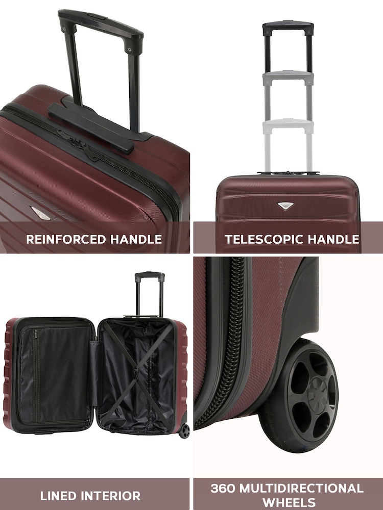 Rouge - Valise rigide en ABS Flight Knight 56x45x25cm EasyJet Overhead 2 avec roulettes, bagages à main - Image 4 of 9