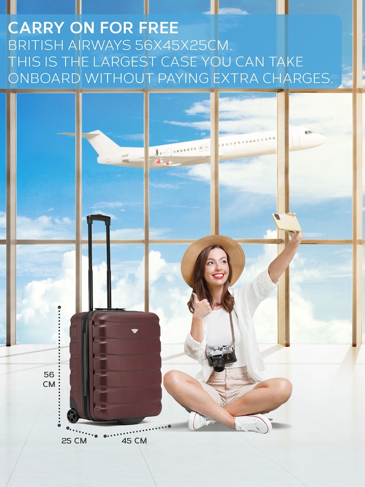 Rouge - Valise rigide en ABS Flight Knight 56x45x25cm EasyJet Overhead 2 avec roulettes, bagages à main - Image 8 of 9