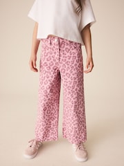 Pink, Animal-Print - Jeans mit weitem Bein (3–16 Jahre) - Bild 3 von 4