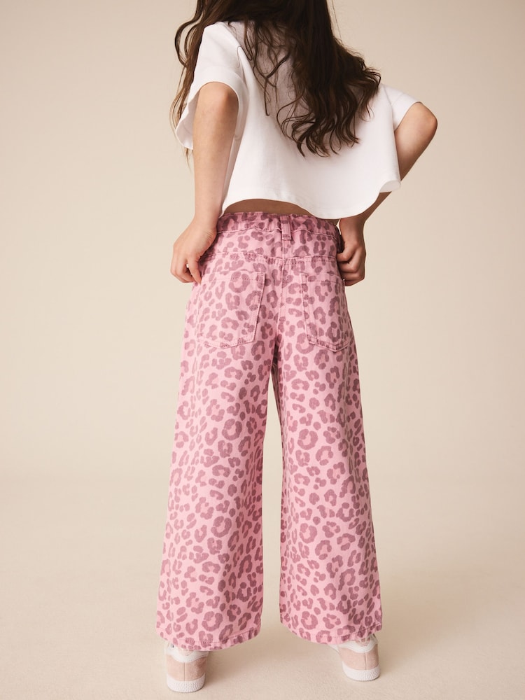 Pink, Animal-Print - Jeans mit weitem Bein (3–16 Jahre) - Bild 4 von 4