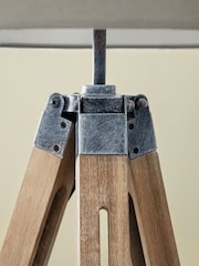 Grey Bronx Wood Tripod Floor Lamp - Image 4 of 8
