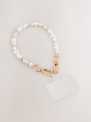 Gold Tone Pearl Effect Phone Wristlet - Image 1 of 3