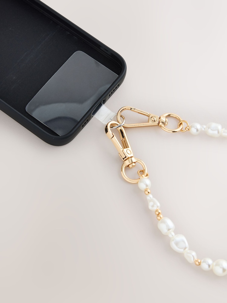 Gold Tone Pearl Effect Phone Wristlet - Image 2 of 3 Gold Tone Pearl Effect Phone Wristlet - Image 2 of 3