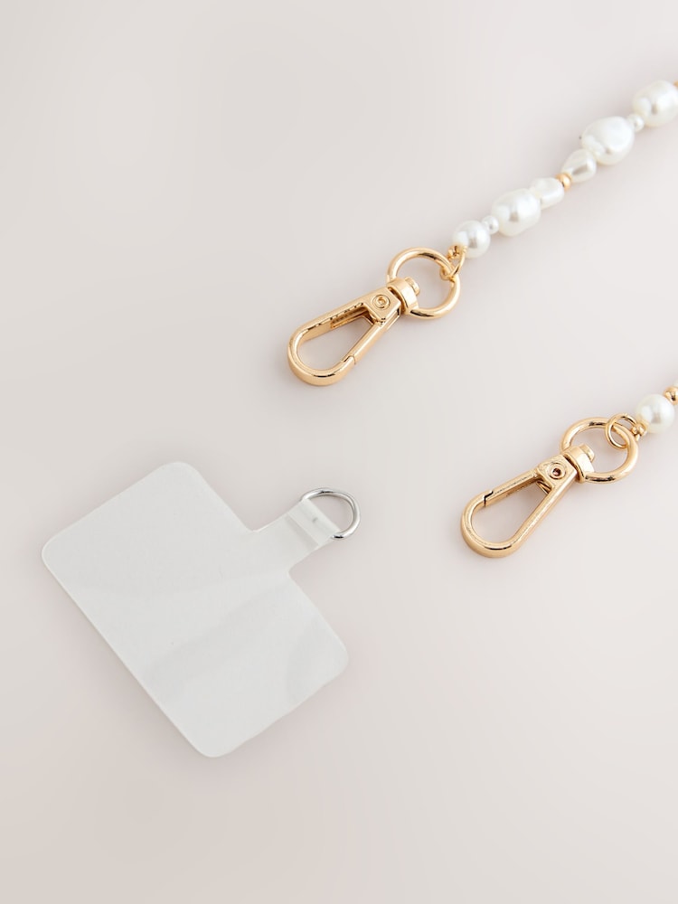 Gold Tone Pearl Effect Phone Wristlet - Image 3 of 3 Gold Tone Pearl Effect Phone Wristlet - Image 3 of 3