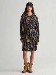 GANT Relaxed Fit Blue Rope Print Shirt Dress - Image 1 of 5
