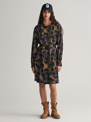 GANT Relaxed Fit Blue Rope Print Shirt Dress - Image 3 of 5