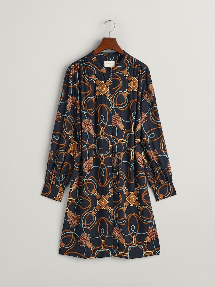 GANT Relaxed Fit Blue Rope Print Shirt Dress - Image 5 of 5