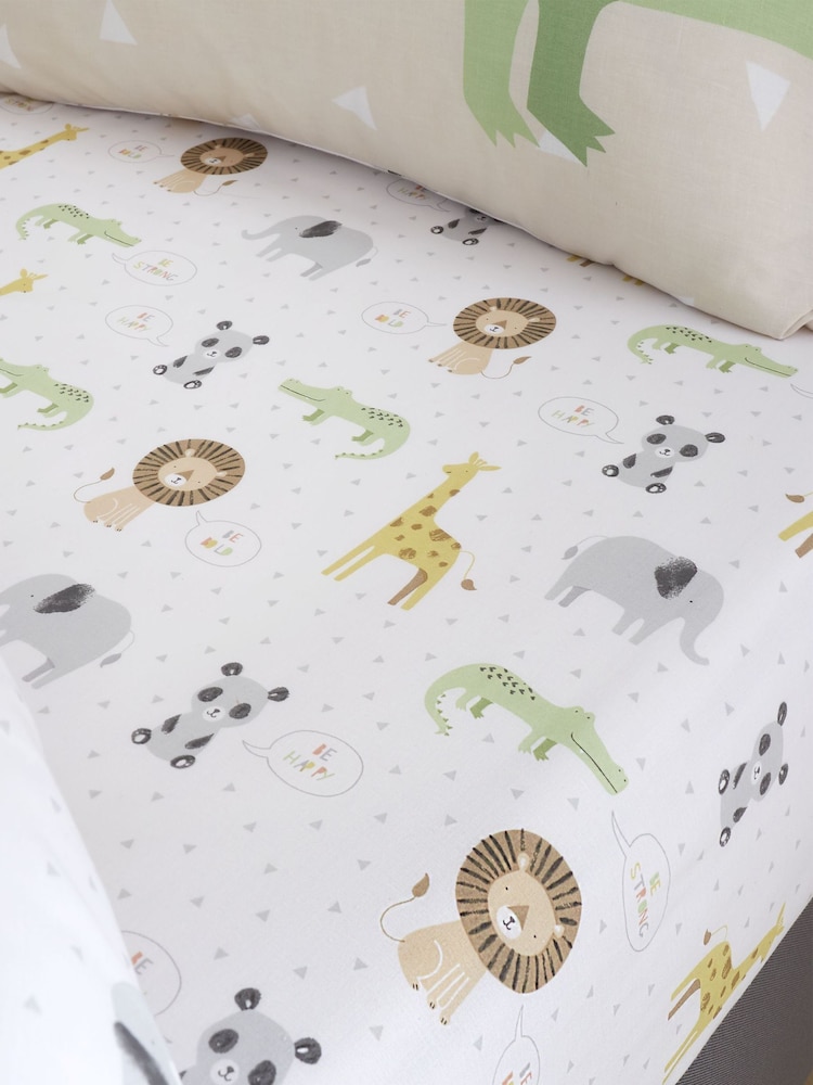 Catherine Lansfield Natural Roarsome Fitted Sheet - Image 1 of 2