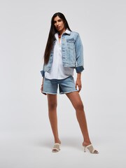 French Connection Blue conscious Stretch Boyfriend Shorts - Image 1 of 5
