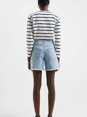 French Connection Blue conscious Stretch Boyfriend Shorts - Image 2 of 5