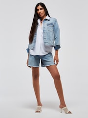 French Connection Blue conscious Stretch Boyfriend Shorts - Image 3 of 5