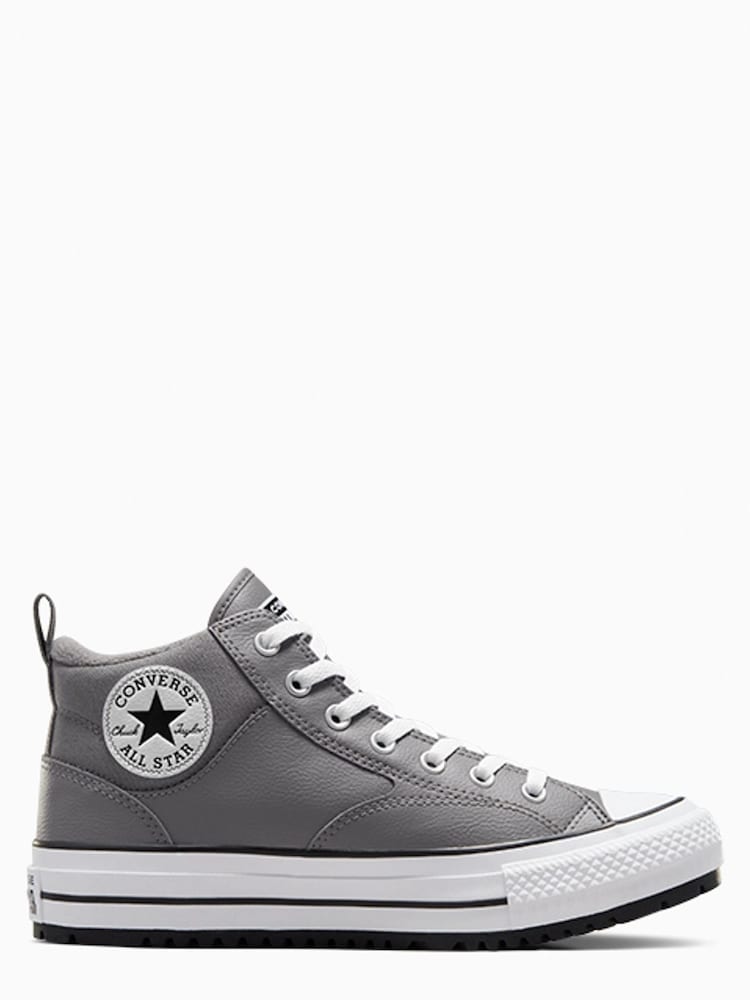 Converse Grey Malden Street Mid Leather Trainers - Image 1 of 8