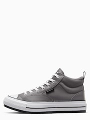 Converse Grey Malden Street Mid Leather Trainers - Image 2 of 8
