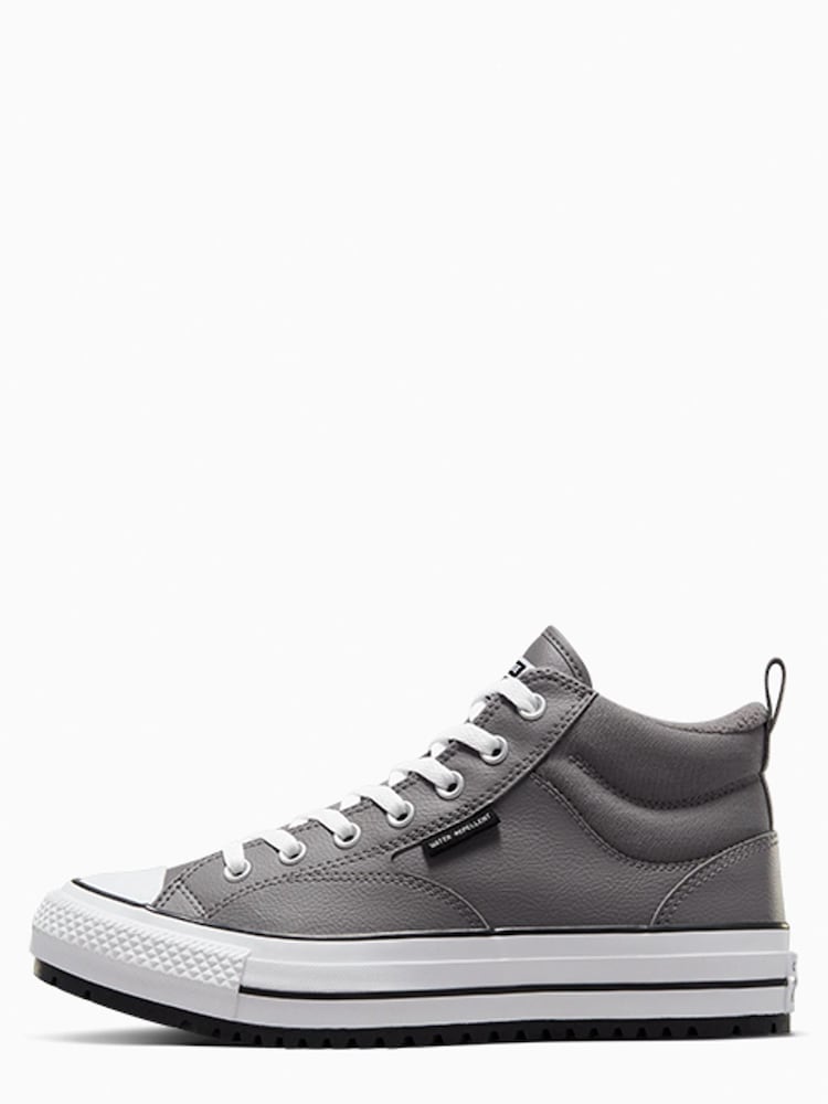 Converse Grey Malden Street Mid Leather Trainers - Image 2 of 8