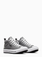 Converse Grey Malden Street Mid Leather Trainers - Image 3 of 8