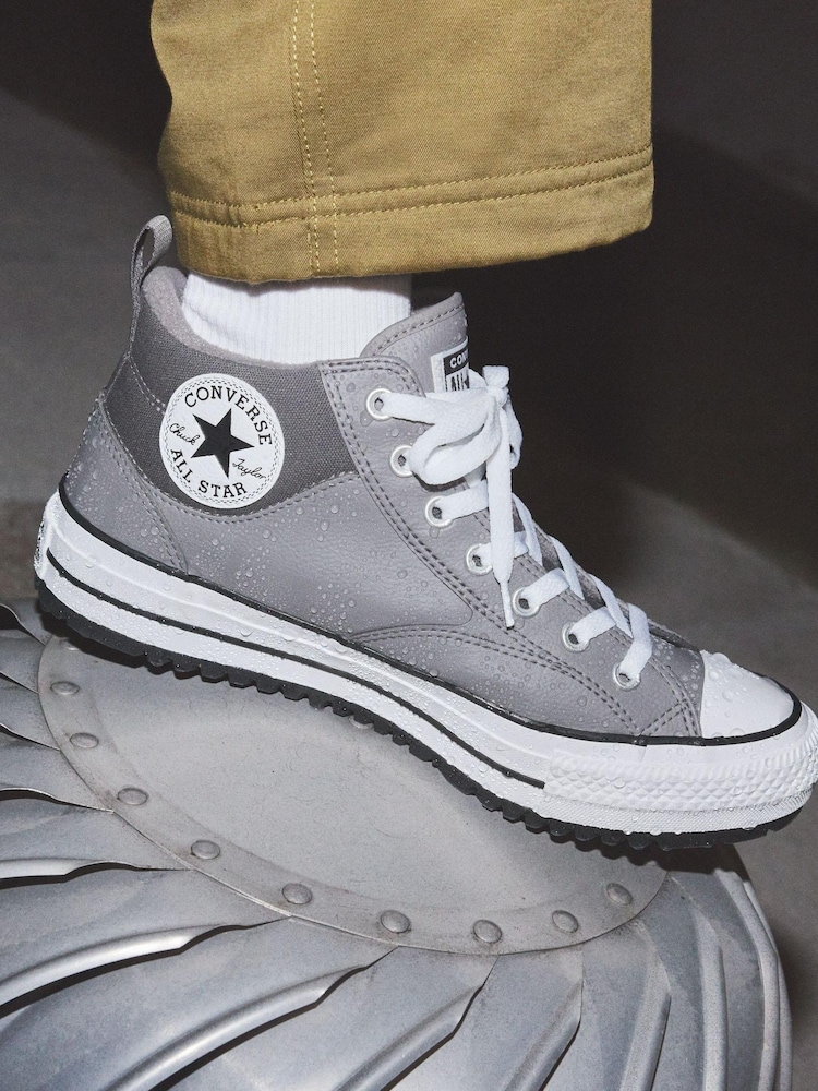 Converse Grey Malden Street Mid Leather Trainers - Image 8 of 8