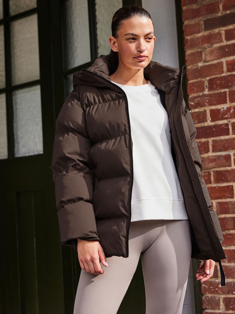 Chocolate Brown Elements Waterproof Short Padded Coat - Image 1 of 10