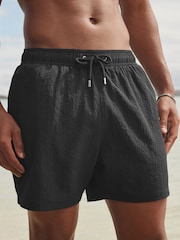 Black Seersucker Plain Premium Swim Shorts - Image 1 of 12