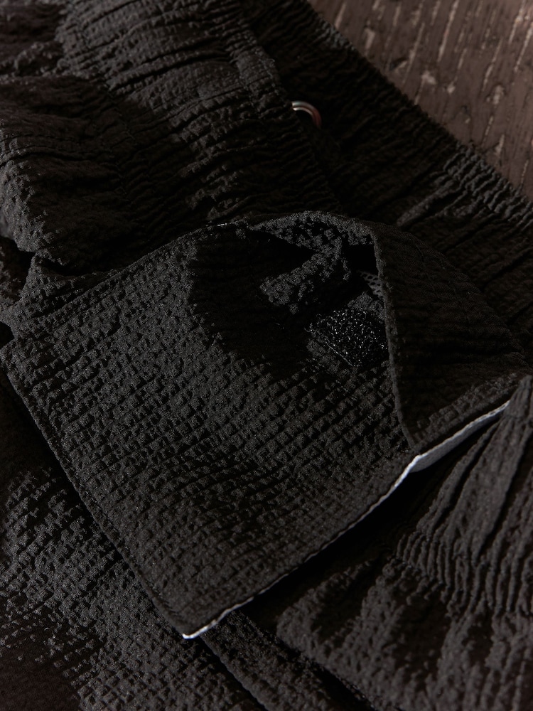 Black Seersucker Plain Premium Swim Shorts - Image 12 of 12