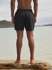 Black Seersucker Plain Premium Swim Shorts - Image 6 of 12