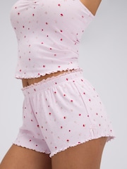 Boux Avenue Pink Floral Ribbed Short Pyjamas Set - Image 5 of 6