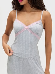 Boux Avenue Grey Pointelle Lace Long Pyjamas Set - Image 4 of 6