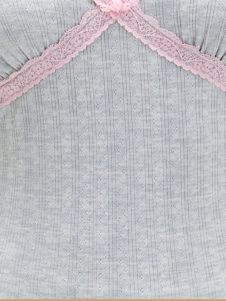 Boux Avenue Grey Pointelle Lace Long Pyjamas Set - Image 6 of 6 Boux Avenue Grey Pointelle Lace Long Pyjamas Set - Image 6 of 6