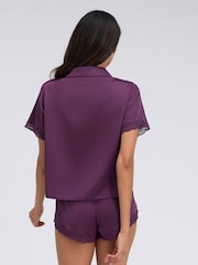 Boux Avenue Purple Daisy Satin Short Pyjamas Set - Image 2 of 6