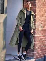 Khaki Green Longline Shower Resistant Raincoat - Image 1 of 8