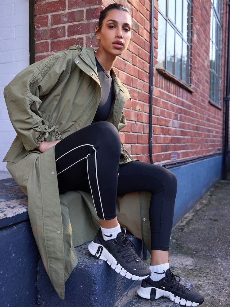 Khaki Green Longline Shower Resistant Raincoat - Image 2 of 8