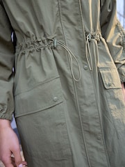Khaki Green Longline Shower Resistant Raincoat - Image 5 of 8
