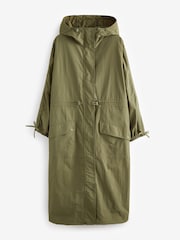 Khaki Green Longline Shower Resistant Raincoat - Image 6 of 8