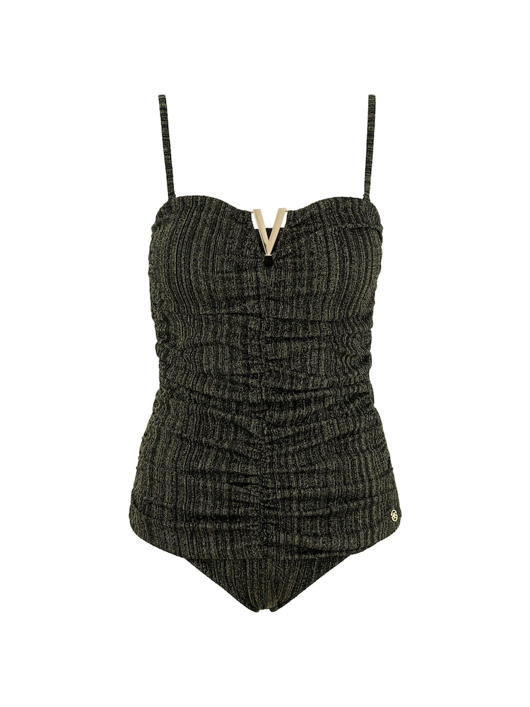 Seaspray Athena Metallic Gathered Bandeau Green Swimsuit - Image 5 of 5